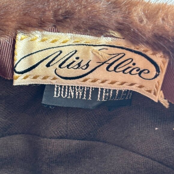 1950s 1960s Brown Mink Pillbox Style Hat Bonwit Teller - Picture 9 of 11